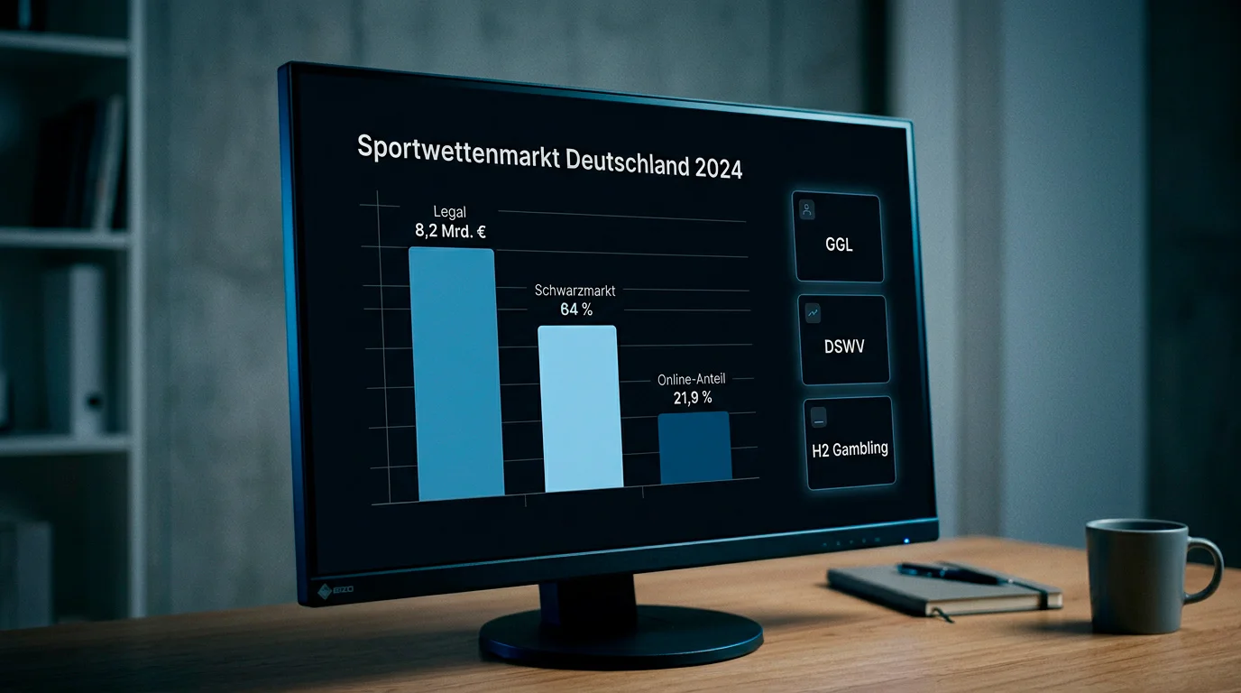 Deutscher Sportwettenmarkt 2024 mit 8,2 Milliarden Euro legalen Sportwetteneinsätzen und Kanalisierungsrate gegenüber Schwarzmarkt